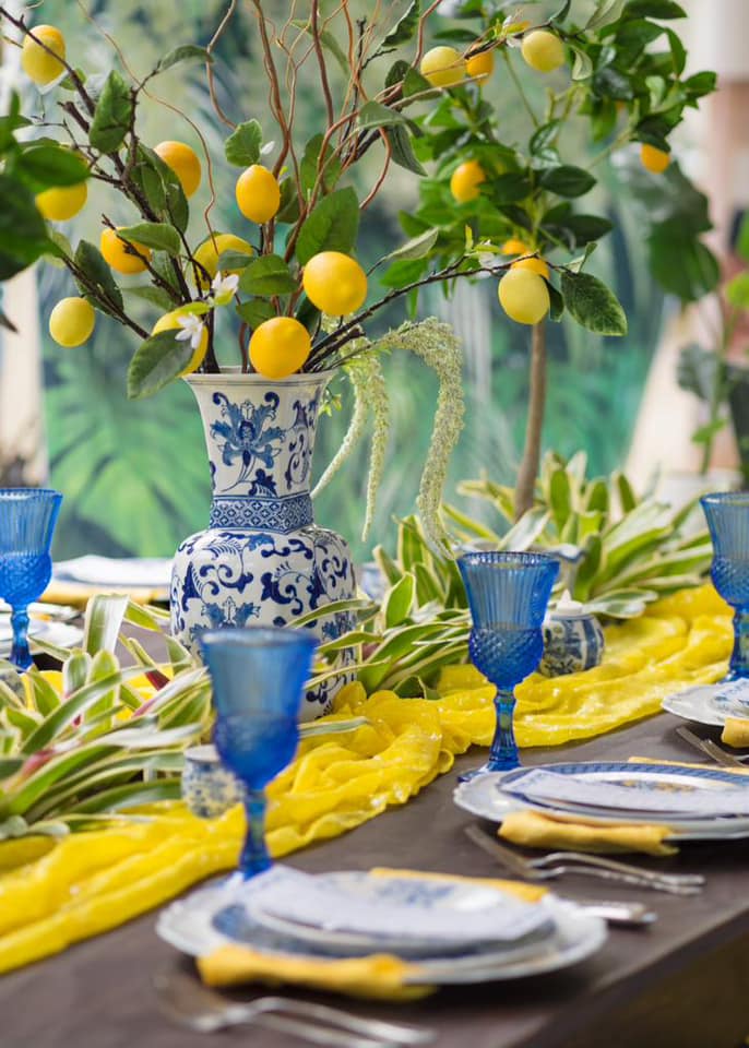 A stunning "From Nursery to Table" setup at Bonita Ranch, featuring bromeliads from the venue's plant nursery and Spanish decor by Absolutely Fabulous, captured by Peachy Pixels Photography.